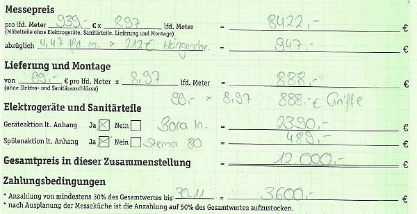 Vertrag Nobilia Küchen zum Meterpreis