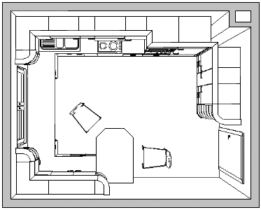 Küchenplanung: Grundriss-Zeichnung mit einem Küchenplaner