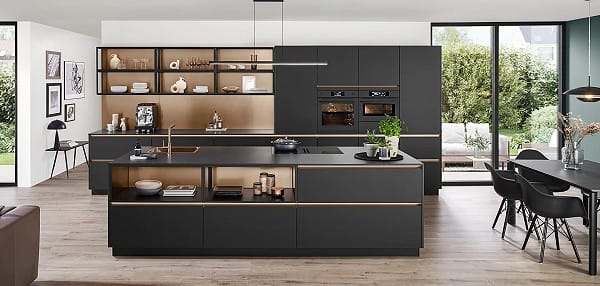 Nobilia line n grifflos: Front Senso in Schwarz